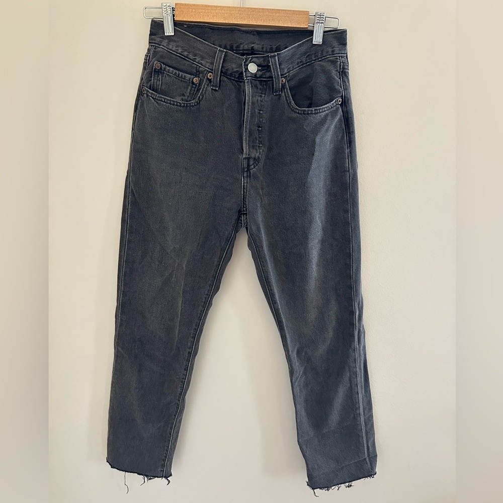 Levi's Charcoal Skinny Raw Edge Jeans